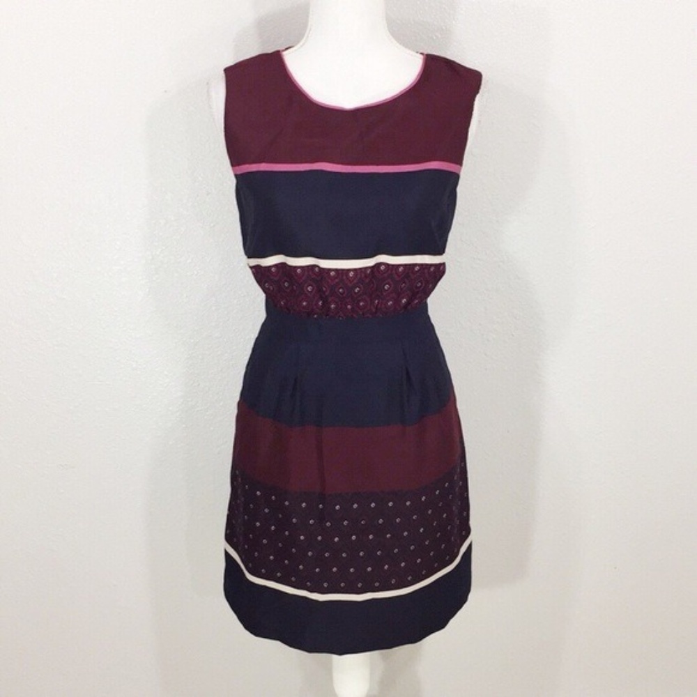 Loft Burgundy and Navy Dress